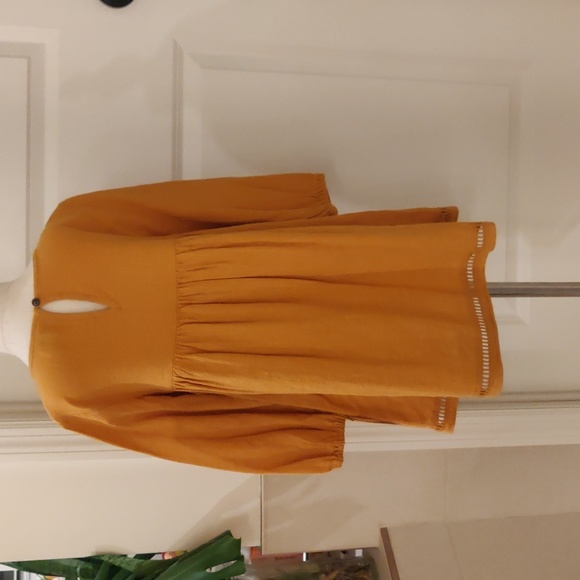 Art class 4T mustard/cider girls broidered long sleeves linen dress - Picture 3 of 8